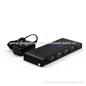 4-port HDMI Splitter, HDMI V1.4, 1 X HDMI/F Input to 2X HDMI/F, 4K